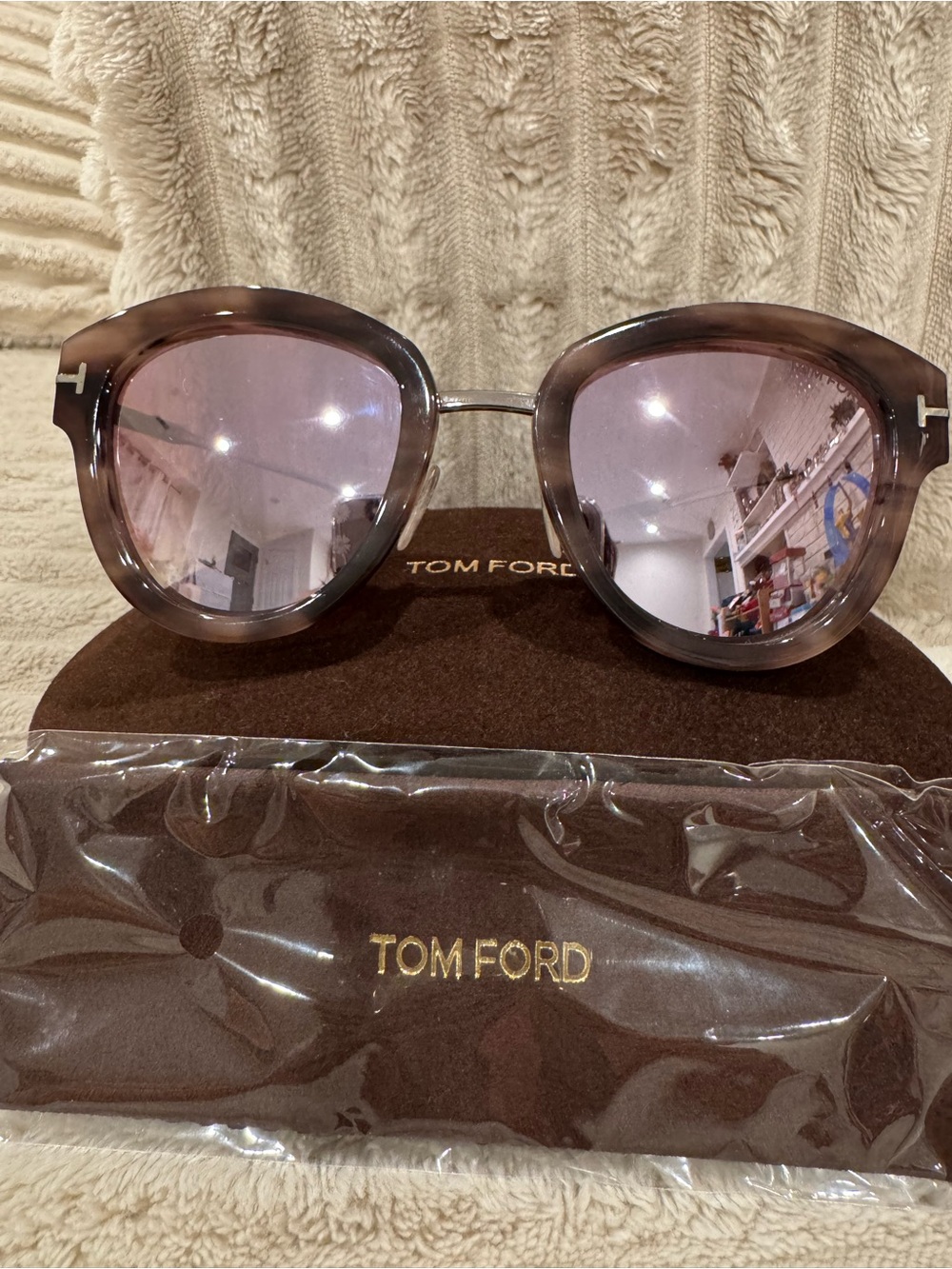 Tom Ford Translucent Gray-Purple Gradient Sunglasses